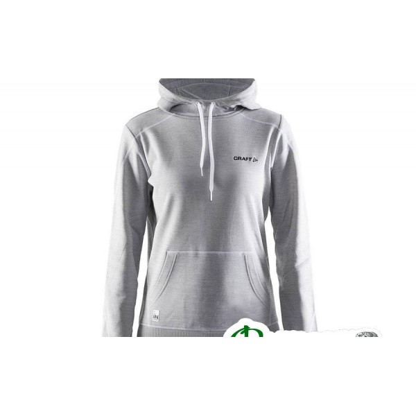 Кофта с капюшоном женская худи Craft IN-THE-ZONE HOOD W grey melange/white