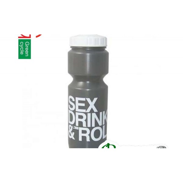 Фляга велосипедная Green Cycle Sex Drink & Roll с Big Flow valve, LDPI gray/white matt/gray 0.8 L