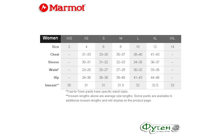Футболка женская Marmot WMS CRYSTAL LS размеры