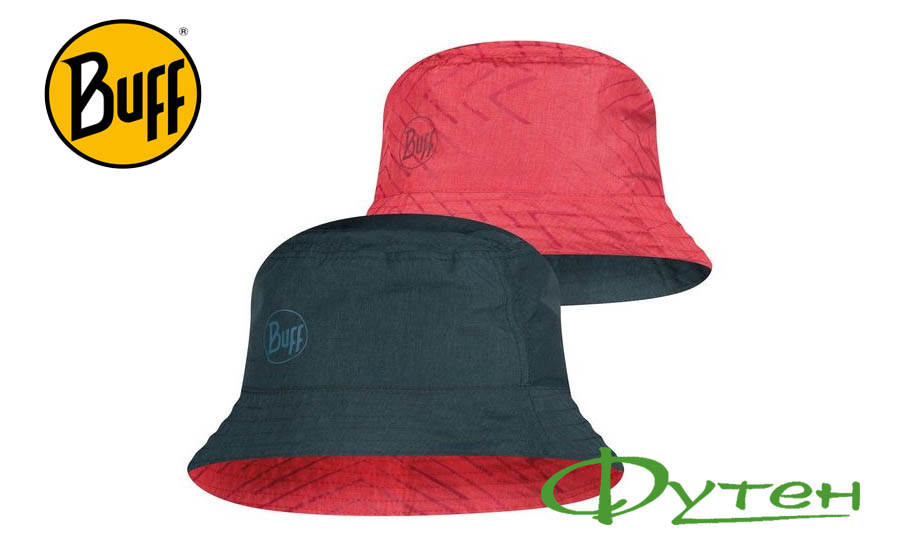Buff TRAVEL BUCKET HAT collage red black