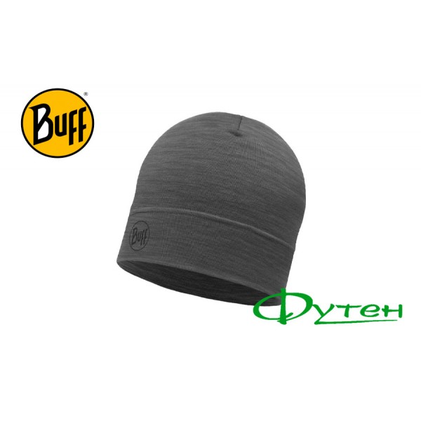 Шапка Buff LIGHTWEIGHT MERINO WOOL HAT solid grey