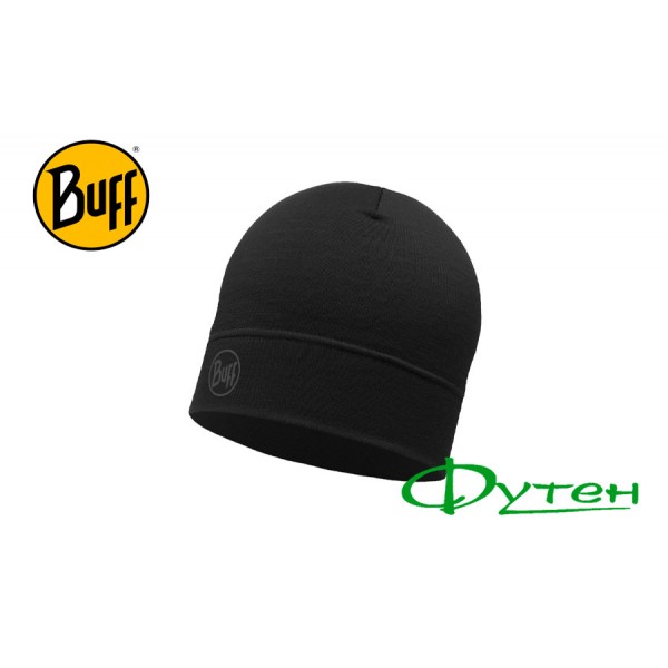 Шапка Buff LIGHTWEIGHT MERINO WOOL HAT solid black