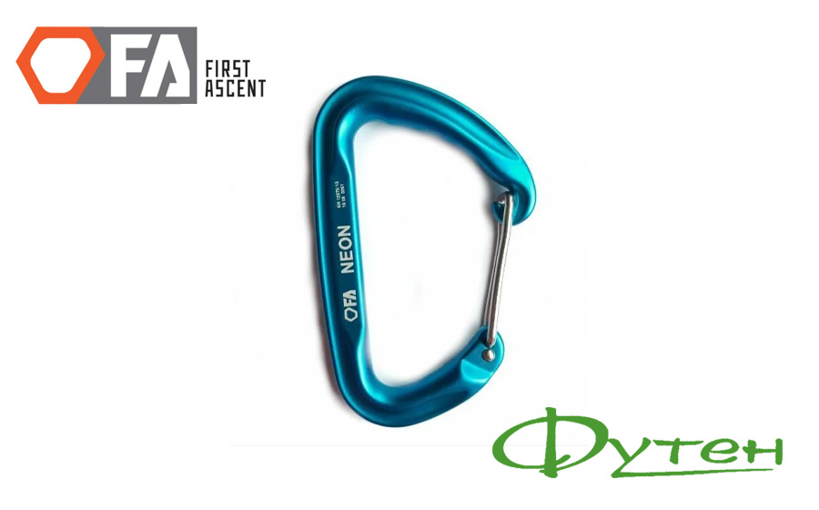 Карабін First Ascent NEON light blue