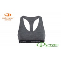 Топ женский Icebreaker SPRITE RACERBACK BRA gritstone heather/black