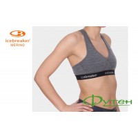 Топ женский Icebreaker SPRITE RACERBACK BRA gritstone heather/black