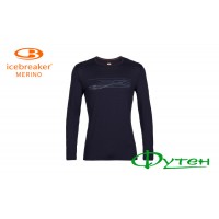 Термоблуза мужская Icebreaker OASIS LS CREWE SKI STRIPES MEN midnight navy