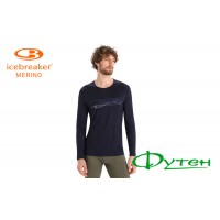 Термоблуза мужская Icebreaker OASIS LS CREWE SKI STRIPES MEN midnight navy