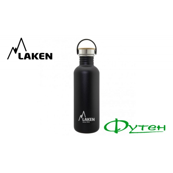 Фляга Laken BASIC STEEL BOTTLE 1L bamboo cap black