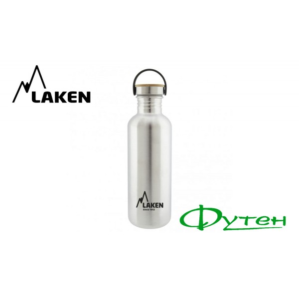 Фляга Laken BASIC STEEL BOTTLE 1L bamboo cap silver