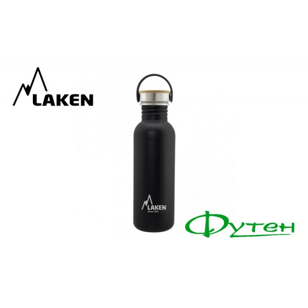 Фляга Laken BASIC STEEL BOTTLE 0,75L bamboo cap black