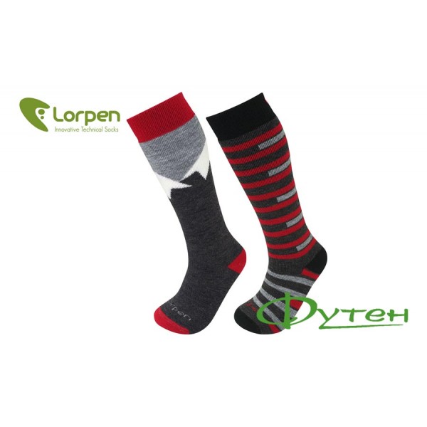 Дитячі термошкарпетки Lorpen S2KNN MERINO SKI 2-pack black/red