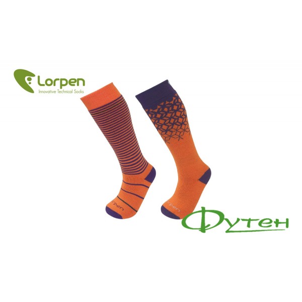 Шкарпетки лижні дитячі Lorpen S2KN MERINO WOOL Ski 2-pack orange/purple