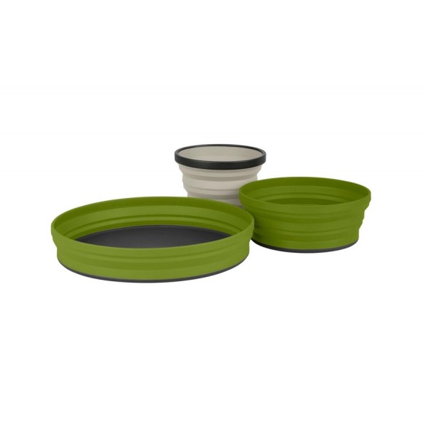 Набір посуду Sea to Summit X-SET 3 black pouch, olive plate, olive bowl, sand mug