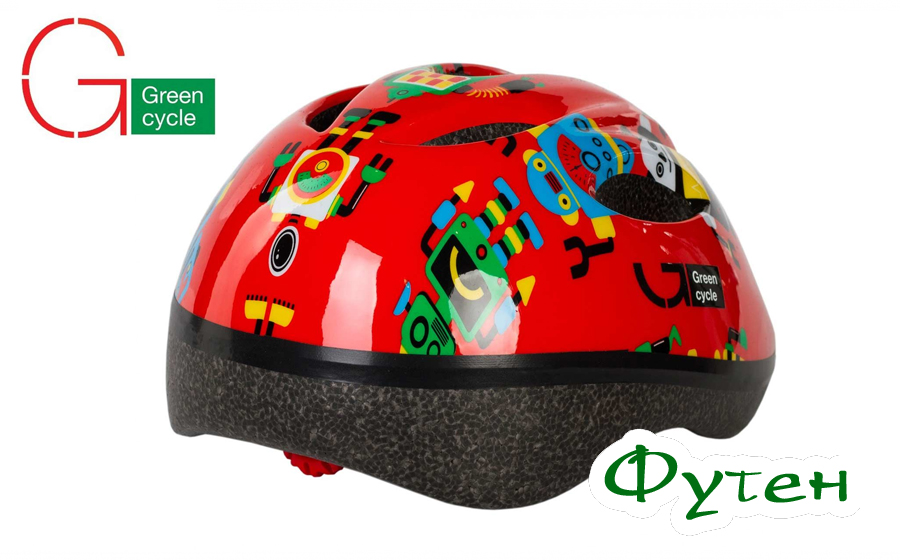 шлем детский Green Cycle Robots красный