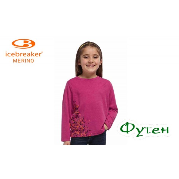 Термобілизна дитяча блуза Icebreaker KIDS TECH LS CREWE GARDEN JN magenta/lotus