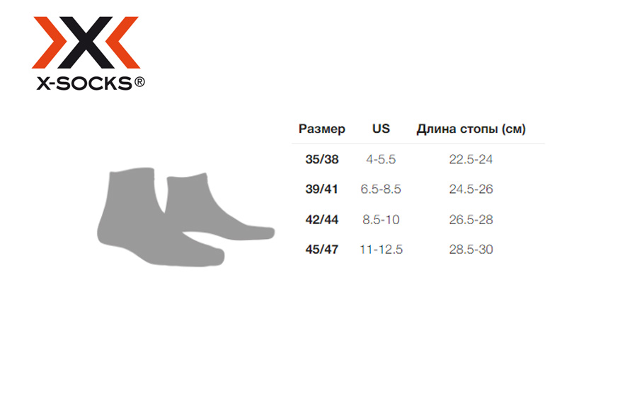 Носки беговые X-socks RUN PERFORMANCE 4.0 opal black/arctic whit